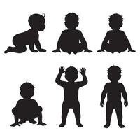 Baby Silhouettes in Various Poses Representing Different Stages vector