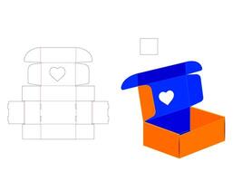Heart Shape Custom Mailer Window Box LASER CUT Template vector