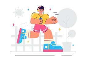 Outdoor Running Event Art with Participants Jogging or Strolling in Nature vector