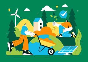 Forest Scene for Environment Day Featuring Trees, Leaves, and Greenery in Flat Style vector