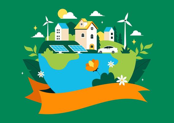 World Environment Day Illustration with Trees and Leaves Promoting Earth Preservation