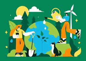 Save the Planet Illustration for World Environment Day with Nature and Forest vector
