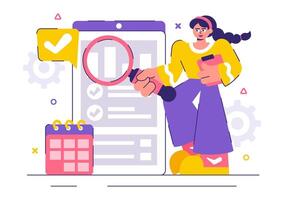 Market Strategy and Research with Team Planning and Analytics Tools in Flat Design vector