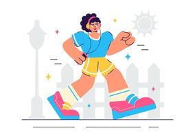 Illustration of a Casual Running Race with Happy Joggers in a Scenic Background vector