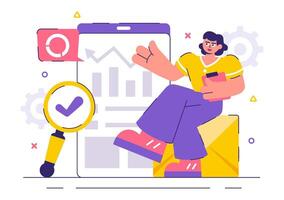 Flat of Team Management and Market Analysis with Data Statistics Elements vector