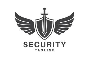 Shield, sword, and wings emblem for security services. vector