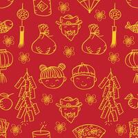 Seamless pattern with chinese New Year symbols. vector