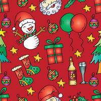 Hand drawn seamless pattern with Christmas elements. vector
