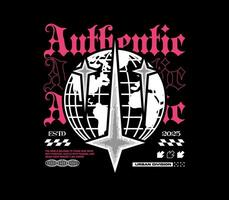 Authentic slogan with a worldwide streetwear design and stylish print vector