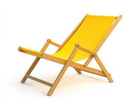 A yellow beach chair on a white background photo