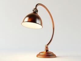 Vintage copper desk lamp On white background photo