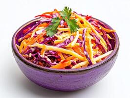 Vibrant coleslaw, colorful shredded vegetables photo
