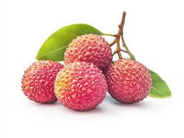 Vibrant lychee fruits on White background, photo