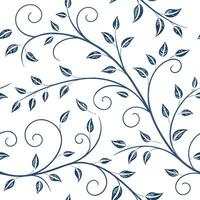 Minimal Line Art Vines and Leaves Seamless Pattern Elegant Curving Botanical Background vector
