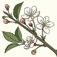Fresh Growth Themed Pattern with Tiny Buds and Flowers vector
