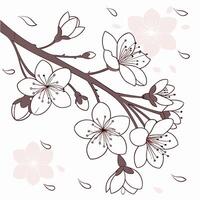 Sakura Blossom Seamless Pattern with Soft Pink Flowers vector