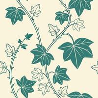 Seamless pattern of climbing vines and ivy leaves, soft pastel background, cottagecore aesthetic, delicate lines vector