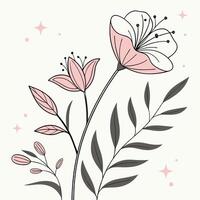 Minimal flower and leaf pattern, flat illustration style, pastel color palette vector