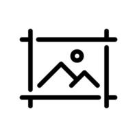 Image Crop Tool Outline Icon with Landscape Inside Frame Lines vector