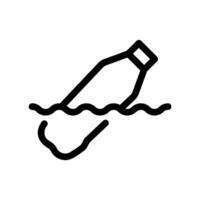 Plastic bottle floating adrift on water surface representing pollution or waste issue vector