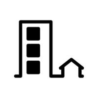 Urban Landscape Icon Featuring Skyscraper and Smaller House Structure vector