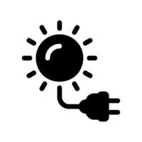 Sun Symbol with Rays Directly Connected to an Electrical Plug Icon vector