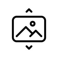 Vertical Image Resizing Tool Outline Icon with Landscape Symbol vector