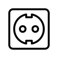Outline icon of a European style wall electrical socket for power connection access vector