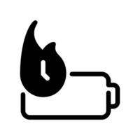 Battery symbol combined with a flame icon indicating a fire hazard vector