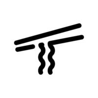 Outline Icon Showing Chopsticks Lifting Wavy Noodles Graphic vector