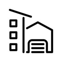 Urban Development Icon with Apartment Block Near Garage Structure vector