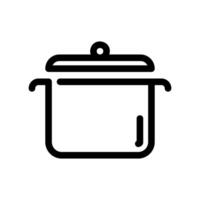 Simple Outline Drawing of a Cylindrical Cooking Pot with Lid On vector