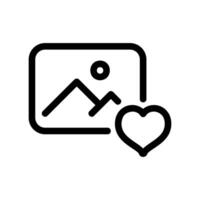 Favorite Image Outline Icon with Landscape and Heart Symbol Graphic vector
