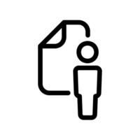 Person Icon Standing Next to a Document Symbol with Folded Corner Page vector