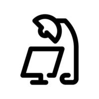 Desk Lamp Illuminating a Computer Monitor Screen Workspace Icon Setup vector