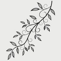 Thin curly vines pattern, black lines on light grey, minimalist interior-friendly vector