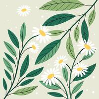 Botanical Seamless Pattern with Daisies and Leaves vector