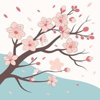 Seamless spring pattern with cherry blossoms, pastel background, gentle breeze vector
