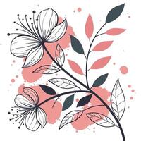 Abstract floral pattern with overlapping translucent petals and leaf silhouettes, vibrant watercolor splashes, artistic look vector