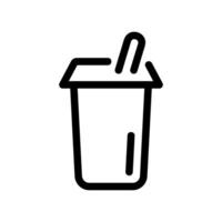 Outline icon of a takeaway cup with lid and straw, suitable for cold beverages like soda vector