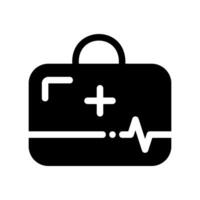 Medical Briefcase Icon with Health Cross and Heartbeat Line Symbol vector