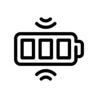 Fully charged battery icon indicating active wireless power transmission signal detected vector