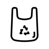 Plastic Carrier Shopping Bag with Recycling Symbol Outline Icon vector