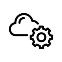 Cloud symbol combined with a gear icon representing online storage or service settings vector
