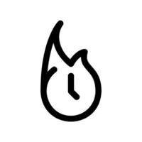 Deadline Approaching Icon with Clock Hands Inside a Raging Flame Symbol vector