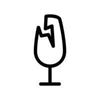 Outline icon of a shattered wine glass symbolizing fragility, accident, or damage event vector