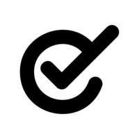 Bold Monochrome Icon Featuring a Check Mark within a Thick Circle vector