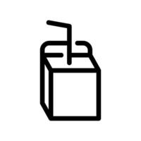 Outline icon of a small beverage carton with a straw, typically for single serving drinks vector