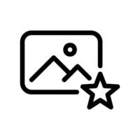 Image Icon with Star Symbol Indicating Favorite or Rating Feature vector