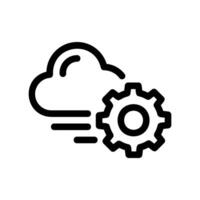 Cloud computing icon with speed lines and gear for fast online service settings vector